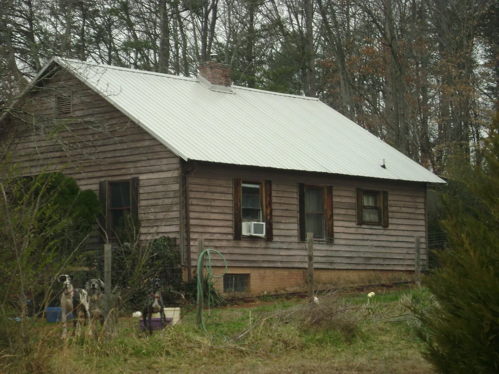 White metal roof on an old wood sided farmhouse, from a Asphalt Shingle Roof Repair job in Dayville